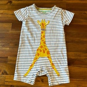 Boys 18-24m Baby Boden brand striped giraffe romper